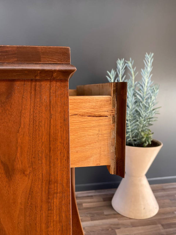 Mid-Century Modern Walnut Highboy Dresser with Curbed Drawers, c.1960’s