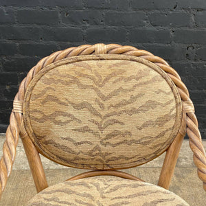 Pair of Signed Vintage Boho Rattan Arm Chairs by McGuire, c.1980’s