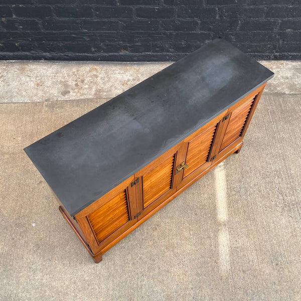 Mid-Century Modern Walnut Credenza with Marble Top and Bi-Folding Doors, c.1960’s