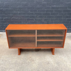 Danish Modern Teak & Glass Bookcase Credenza, c.1960’s
