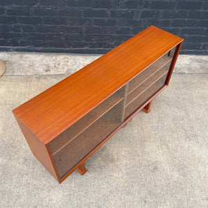 Danish Modern Teak & Glass Bookcase Credenza, c.1960’s
