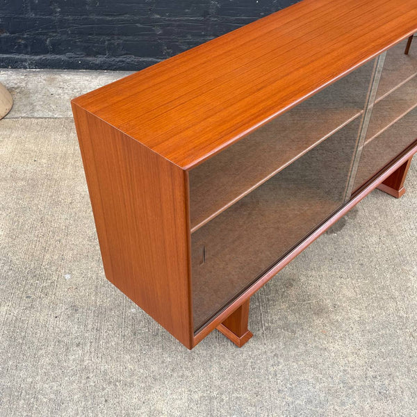 Danish Modern Teak & Glass Bookcase Credenza, c.1960’s