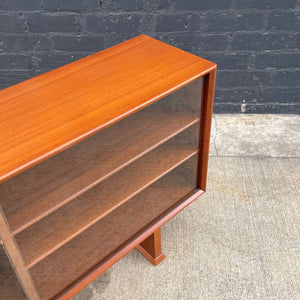 Danish Modern Teak & Glass Bookcase Credenza, c.1960’s