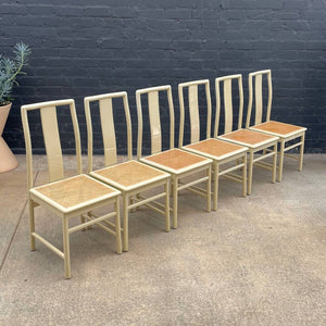 Set of 6 Mid-Century Modern Lacquered & Cane Dining Chairs, c.1970’s