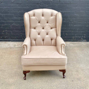 Pair of Vintage Georgian Style Leather Wing Back Lounge Chairs, c.1960’s