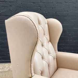 Pair of Vintage Georgian Style Leather Wing Back Lounge Chairs, c.1960’s