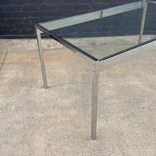 Mid-Century Modern Chrome Steel & Glass Dining Table, c.1970’s