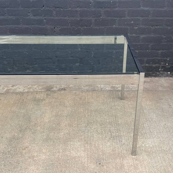 Mid-Century Modern Chrome Steel & Glass Dining Table, c.1970’s