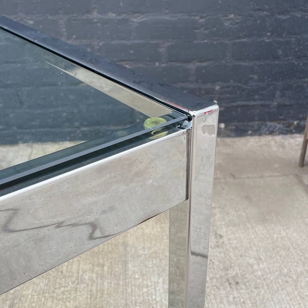 Mid-Century Modern Chrome Steel & Glass Dining Table, c.1970’s