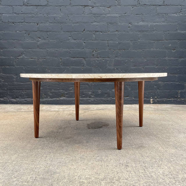 Mid-Century Modern Marble Stone Top Round Coffee Table, c.1960’s