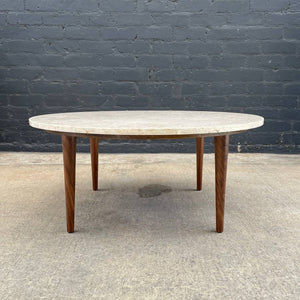 Mid-Century Modern Marble Stone Top Round Coffee Table, c.1960’s