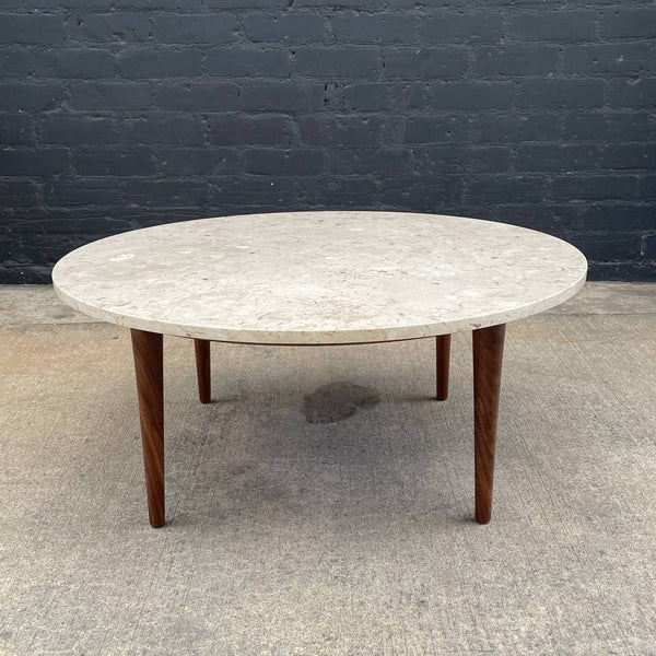 Mid-Century Modern Marble Stone Top Round Coffee Table, c.1960’s