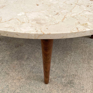 Mid-Century Modern Marble Stone Top Round Coffee Table, c.1960’s