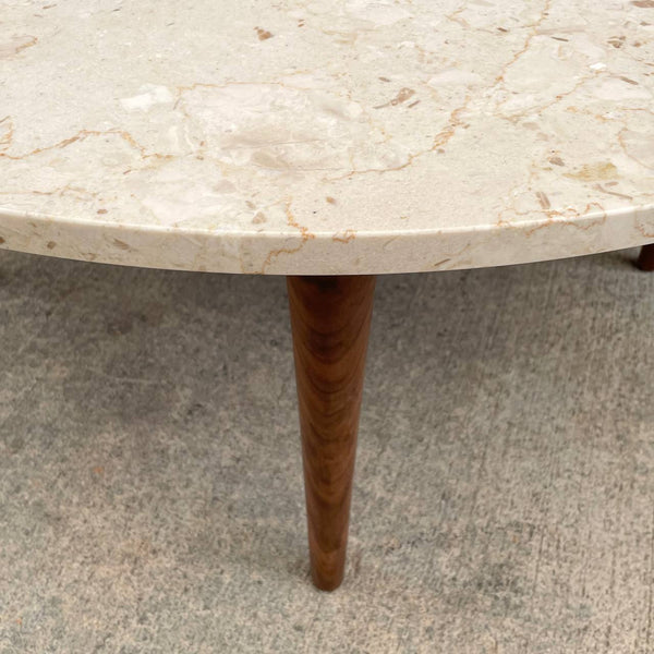 Mid-Century Modern Marble Stone Top Round Coffee Table, c.1960’s