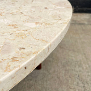 Mid-Century Modern Marble Stone Top Round Coffee Table, c.1960’s