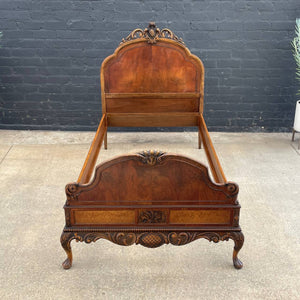 Antique French Louis XVI Carved Wood Twin Size Bed Frame, 1940’s