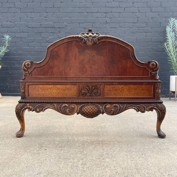 Antique French Louis XVI Carved Wood Twin Size Bed Frame, 1940’s