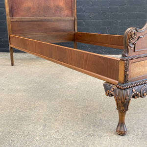 Antique French Louis XVI Carved Wood Twin Size Bed Frame, 1940’s