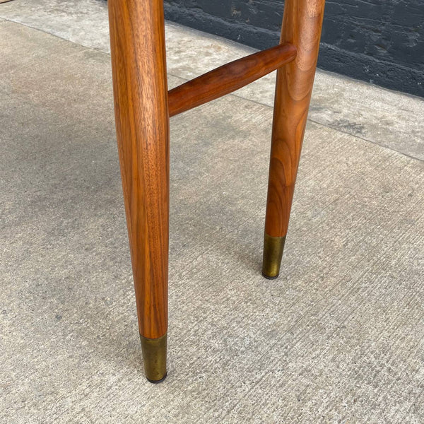 Mid-Century Modern Walnut Console Table with Brass Sabots, c.1960’s