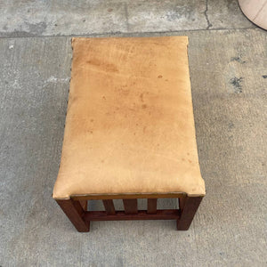 Antique Arts & Crafts Oak & Leather Bench Stool, c.1940’s