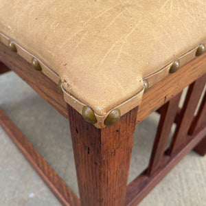 Antique Arts & Crafts Oak & Leather Bench Stool, c.1940’s