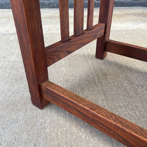Antique Arts & Crafts Oak & Leather Bench Stool, c.1940’s