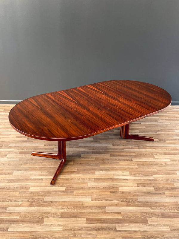 Expanding Danish Modern Rosewood Dining Table w/ Pedestal Legs, c.1960’s