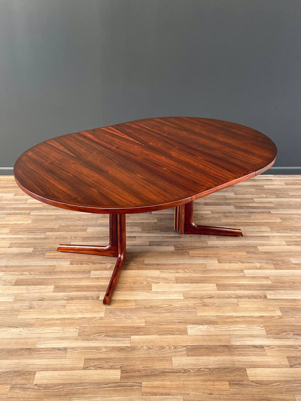 Expanding Danish Modern Rosewood Dining Table w/ Pedestal Legs, c.1960’s