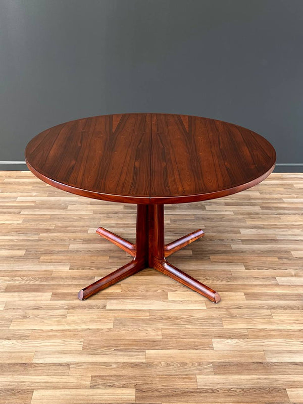 Expanding Danish Modern Rosewood Dining Table w/ Pedestal Legs, c.1960’s