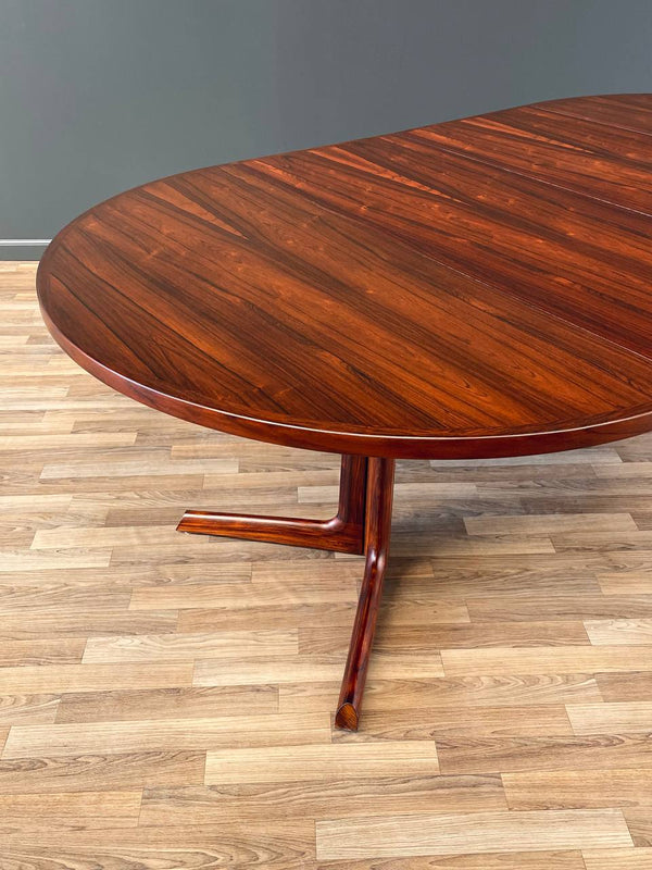 Expanding Danish Modern Rosewood Dining Table w/ Pedestal Legs, c.1960’s