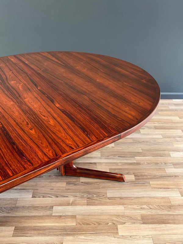 Expanding Danish Modern Rosewood Dining Table w/ Pedestal Legs, c.1960’s