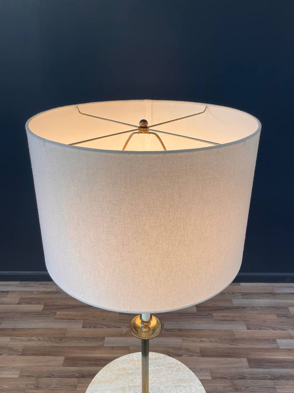 Mid-Century Modern Floor Lamp with Travertine Side Table, c.1950’s