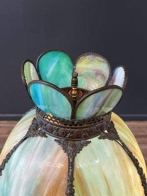 Vintage Art Deco Style Table Lamp with Tiffany Style Shade, c.1930’s