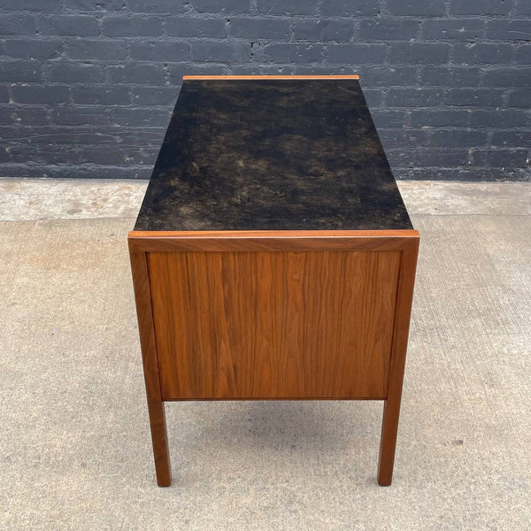 Mid-Century Modern Walnut & Leather Desk with Cane Back by Sligh Lowry, c.1960’s