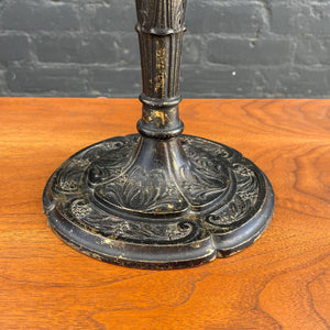 Vintage Art Deco Style Brass Table Lamp with Tiffany Style Shade, c.1940’s
