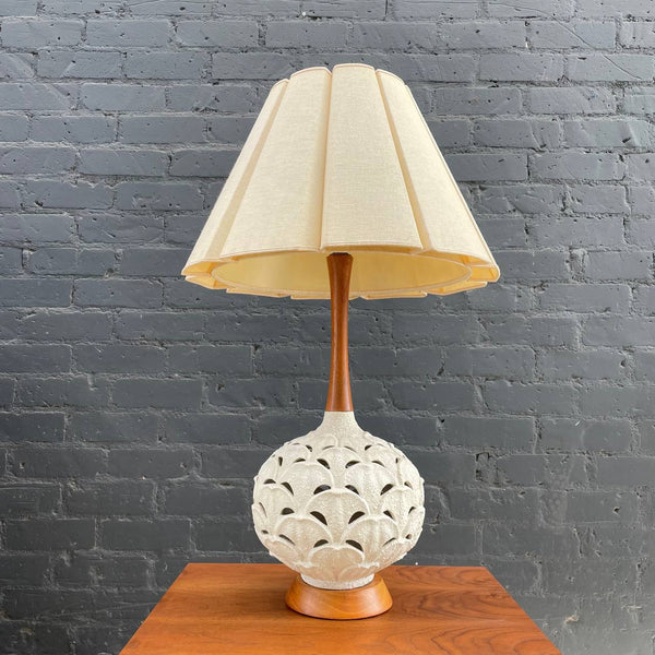 Mid-Century Modern Ceramic and Walnut Table Lamp, c.1960’s