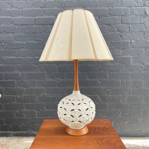 Mid-Century Modern Ceramic and Walnut Table Lamp, c.1960’s
