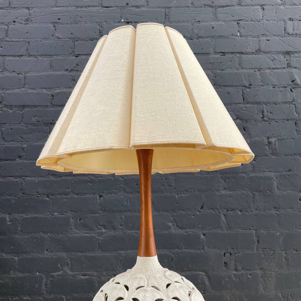 Mid-Century Modern Ceramic and Walnut Table Lamp, c.1960’s