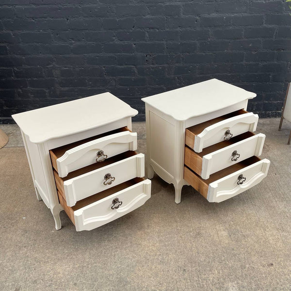 Pair of French Provincial Style Cream Painted Night Stands, c.1960’s