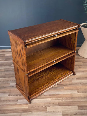 Vintage Barristers Oak & Glass 2-Tier Bookcase Shelf Cabinet, c.1960’s