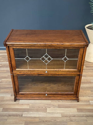 Vintage Barristers Oak & Glass 2-Tier Bookcase Shelf Cabinet, c.1960’s