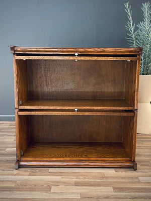 Vintage Barristers Oak & Glass 2-Tier Bookcase Shelf Cabinet, c.1960’s