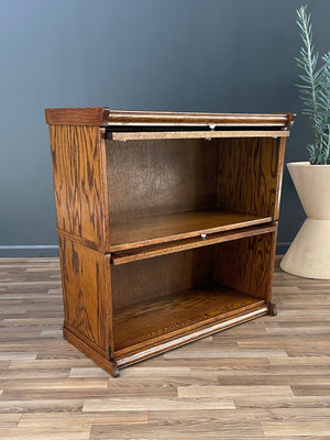 Vintage Barristers Oak & Glass 2-Tier Bookcase Shelf Cabinet, c.1960’s