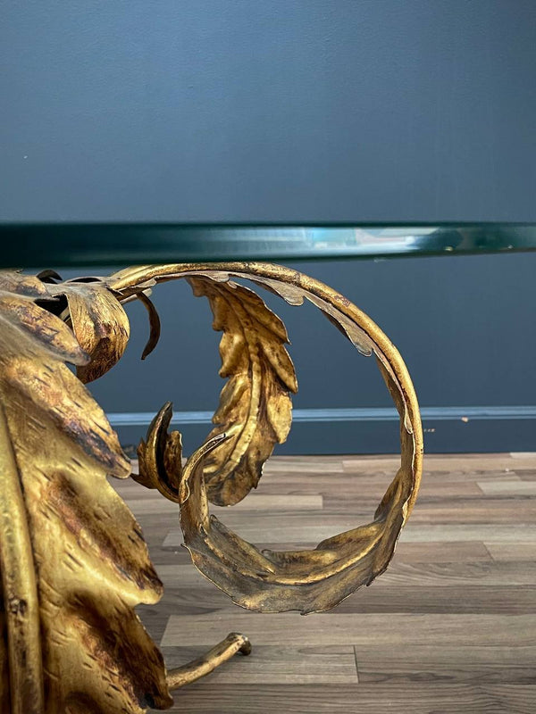 Italian Gold Leafed Tole Coffee Table Palm Beach Coastal Modern, c.1950’s