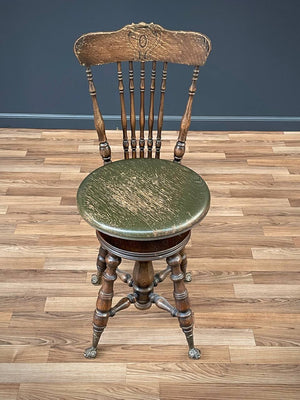 Antique Victorian High Back Adjustable Piano Stool, c.1930’s