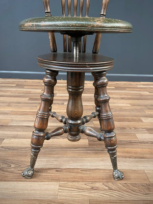 Antique Victorian High Back Adjustable Piano Stool, c.1930’s