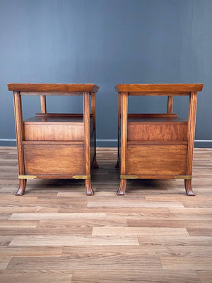 Pair of Asian Campaign Style Nightstands By Grosfeld House, c.1960’s
