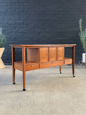 Mid-Century Modern Tile Fliptop Insert Drop Front Credenza Console Table, c.1960’s