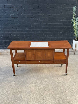 Mid-Century Modern Tile Fliptop Insert Drop Front Credenza Console Table, c.1960’s