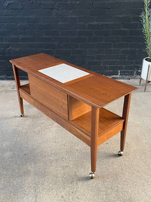 Mid-Century Modern Tile Fliptop Insert Drop Front Credenza Console Table, c.1960’s